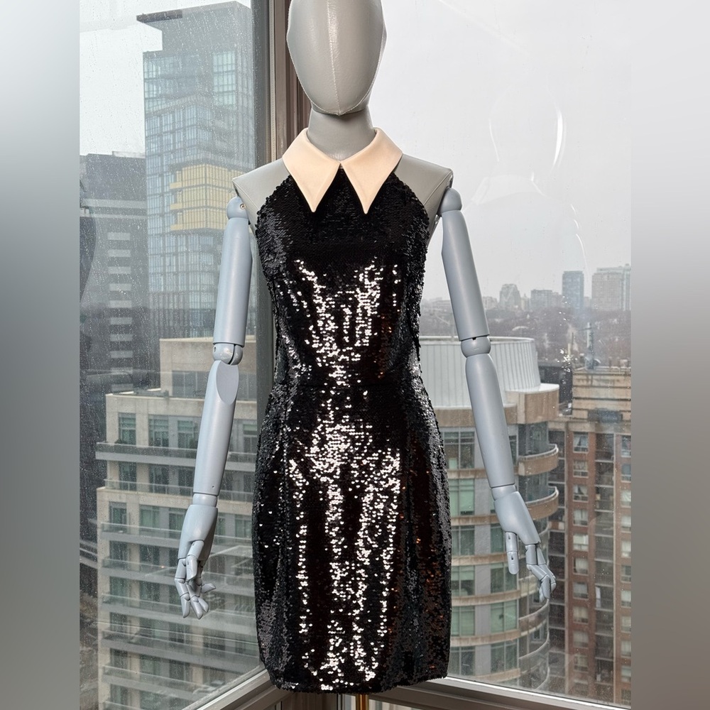 🆕 BRONX & BANCO 🧿 NWOT Wednesday Black Sequin Halterneck Mini Dress Sz M US 6 - Picture 6 of 16